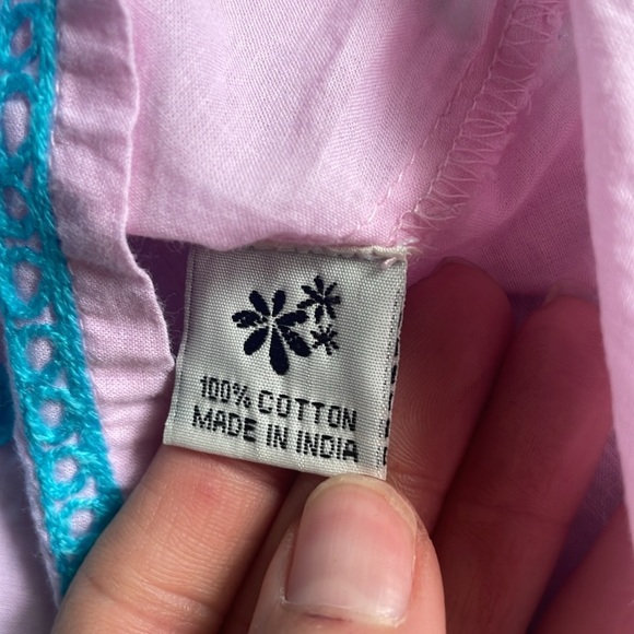 Ayurvastram Bohemian Pink and Blue Embroidered Tunic Top - Picture 8 of 9